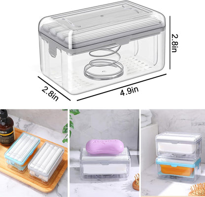 LELEMON Soap Dish with Drain: Multifunctional Soap Cleaning Storage Box for Home Bathroom and Kitchen.
