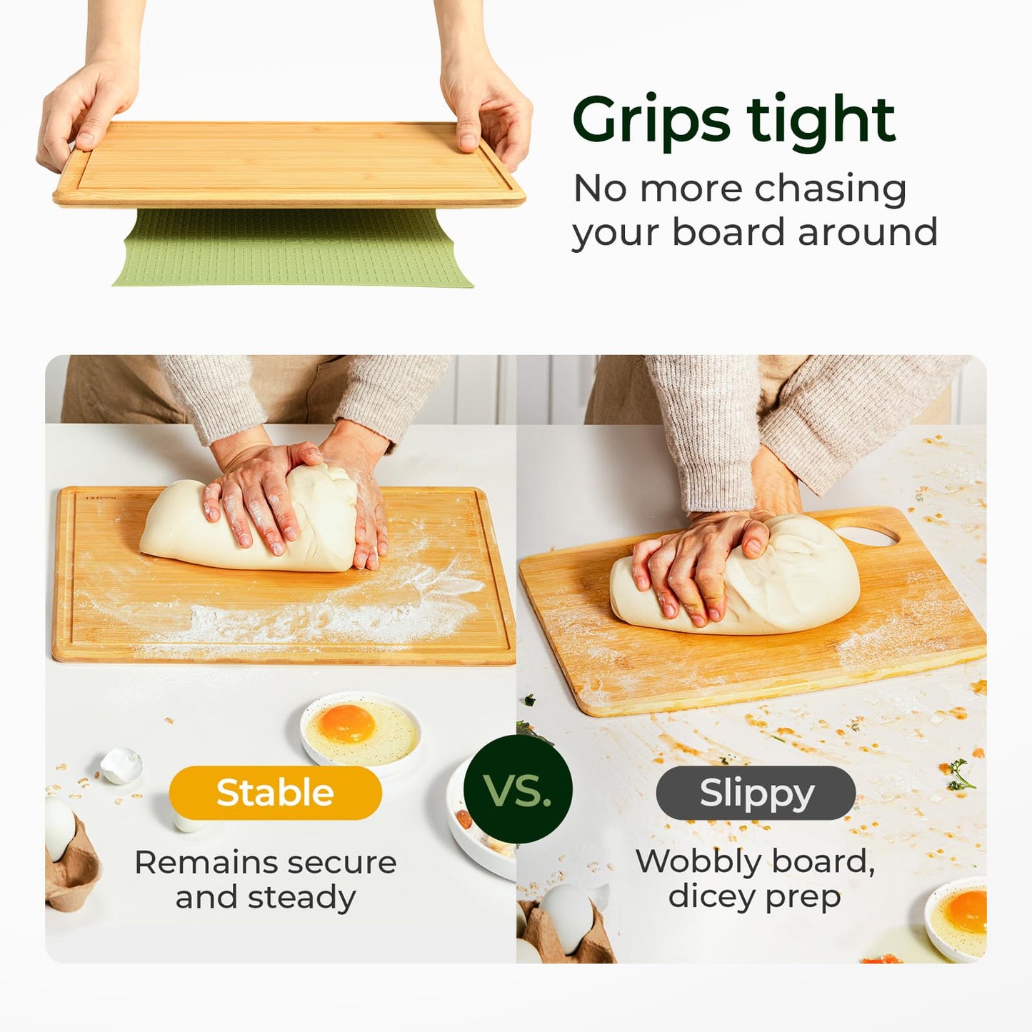 Keechee Silicone Non-Slip Mat for Cutting board, Preventing Cutting Injuries in the Kitchen Chopping Boards Feet for Kitchen Safe, Warm Gifts for Kitchen & Home Protector (Green)