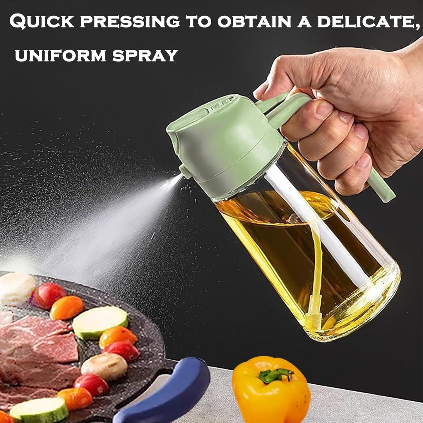 470ml Olive Oil Sprayer for Cooking, 16oz Oil Dispenser Bottle for Air Fryer, Salad, 2 in 1 Olive Oil Dispenser