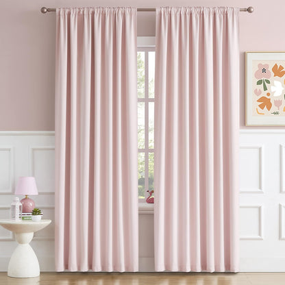 2 70 Inch 70 84 Inch DUALIFE Panels Baby Pink Curtains for Girls Bedroom Wide- Back Tab and Rod Pocket Room Darkening
