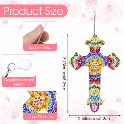 JIEYAO 12 Pcs Cross Diamond Art Bookmarks, 5D Diamond Bookmarks Kit, Rhinestone Painting Bookmark Cross Crystal Bookmarks Christian Bookmarks for Reading Lover Book Decor DIY Crafts Gift