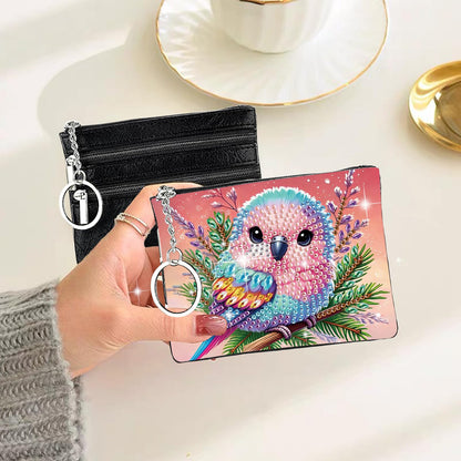 JZHYOAN Animal Diamond Painting Small Coin Purse for Women DIY Bird Coin Pouch Coin Purse with Zipper and Keyring Diamond Art Purses and Wallets Gem Art Handbags Wallet Keychain for Cards Keys Craft