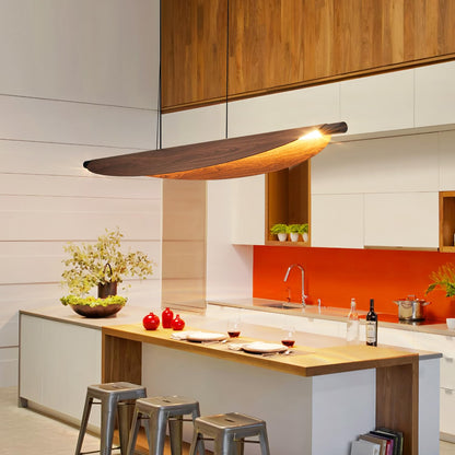 Waikmdv Pendant Lights 47.2In Dimmable Wood Grain Linear Pendant Light LED Kitchen Chandelier Hanging Light Fixture for Dining Room Kitchen Island