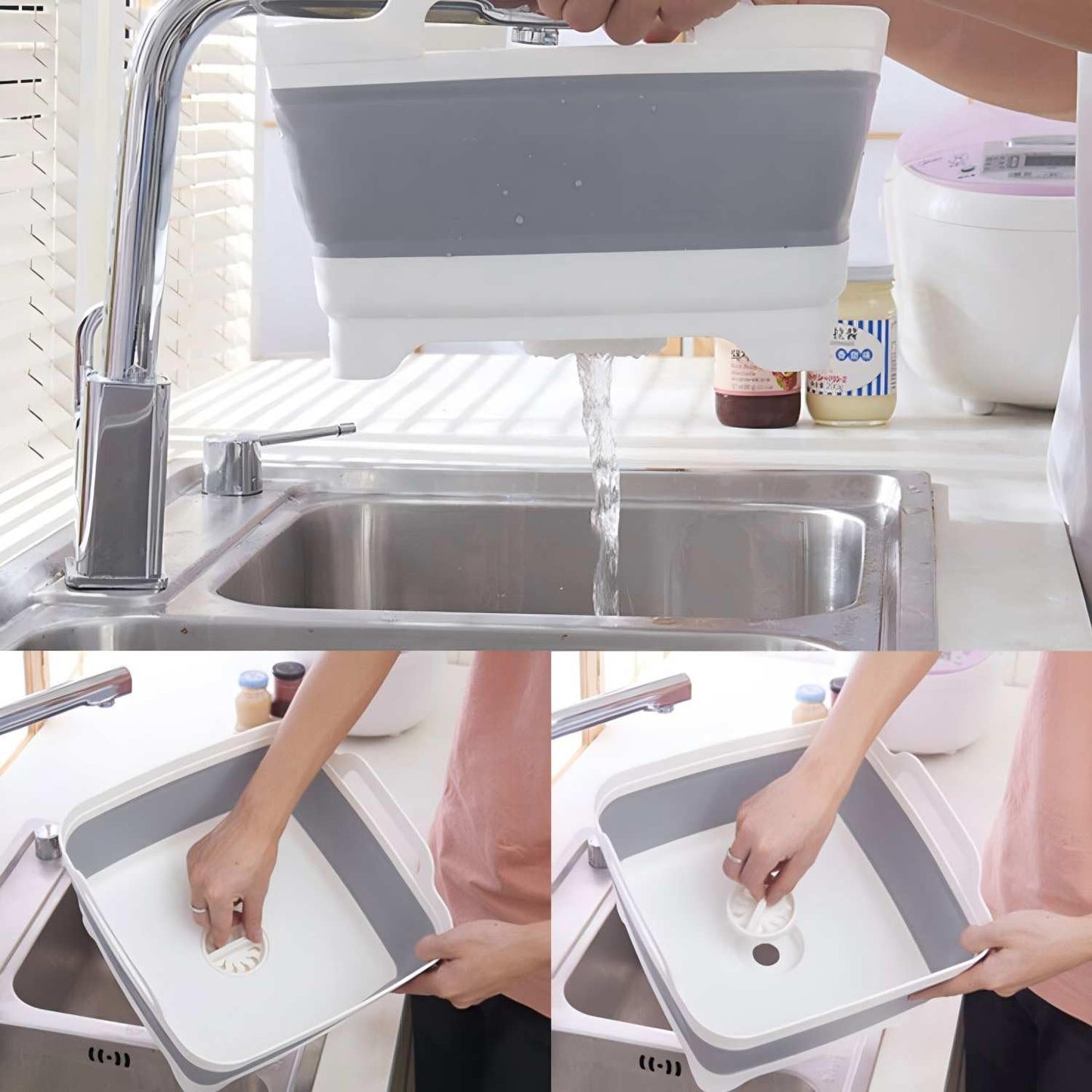 Sipobuy Foldable Sink Vegetable Fruit Bowl Dish Washing Storage Basin Basket, Portable Space-Saving for Kitchen, RV, Campers, and Travel Trailers
