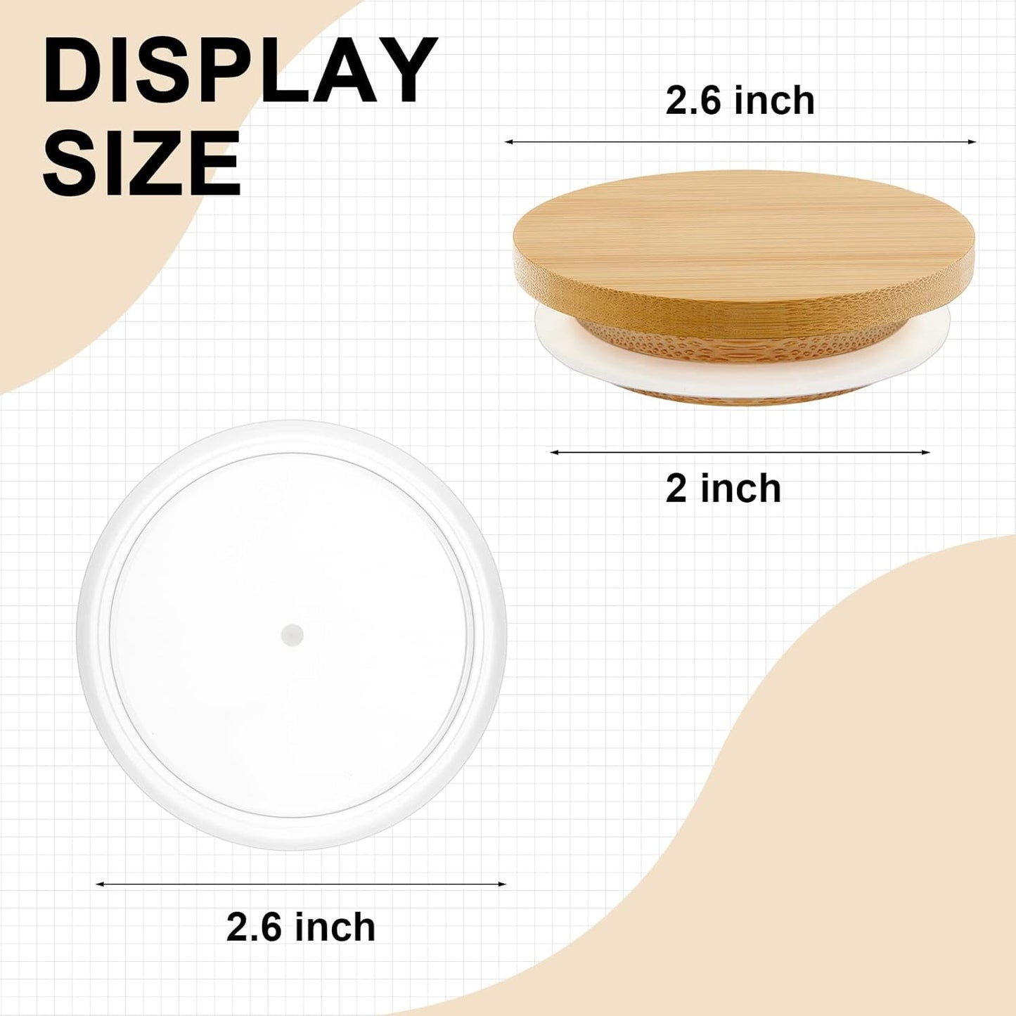 20 5 oz Tessco for you Pcs Bamboo Wooden Plastic Yogurt Jar Lids Compatible with Oui Yogurt Canning Wide Mouth Storage