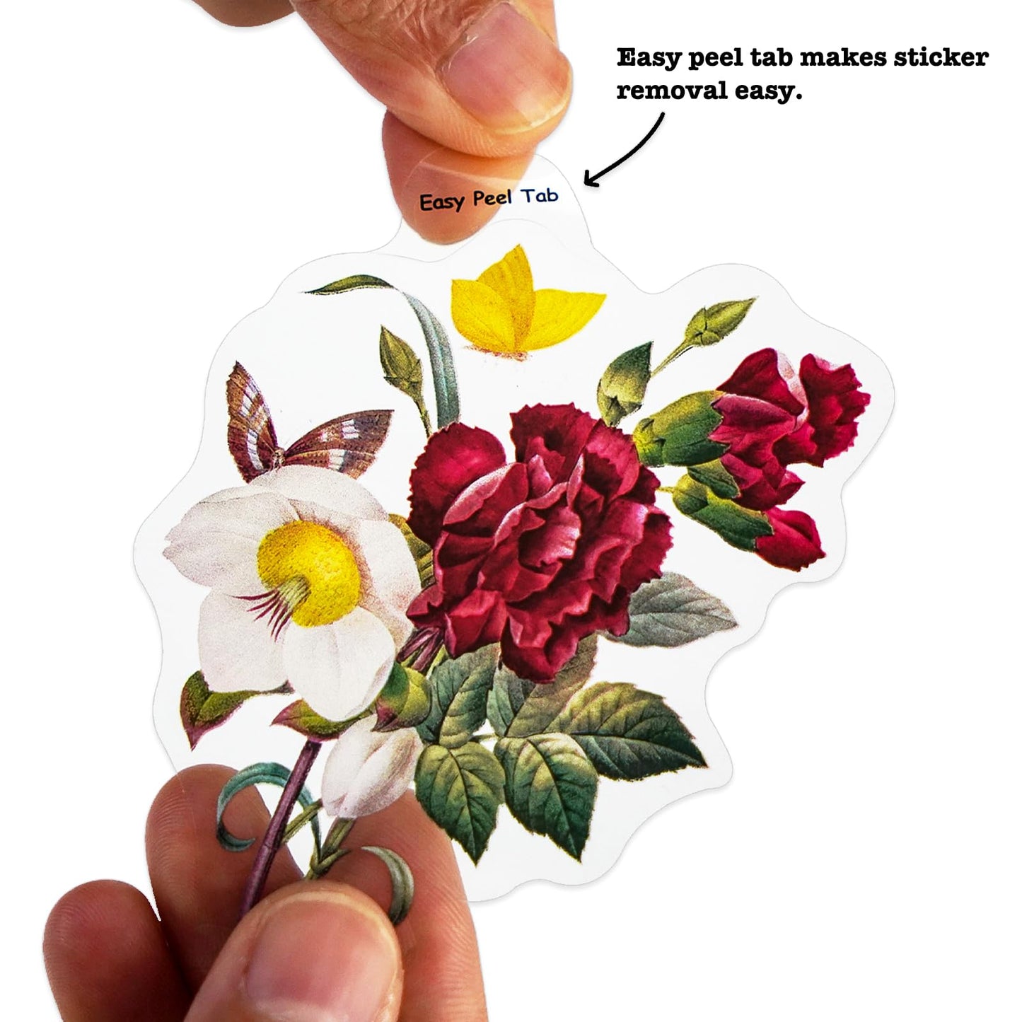 Knaid 100 Pieces Vintage Flower Stickers Set - Big 3.4" Waterproof Clear Botanical Floral Journaling Sticker for Scrapbooking Junk Journal Supplies Bullet Journals Planner Collage Laptop Paper Crafts