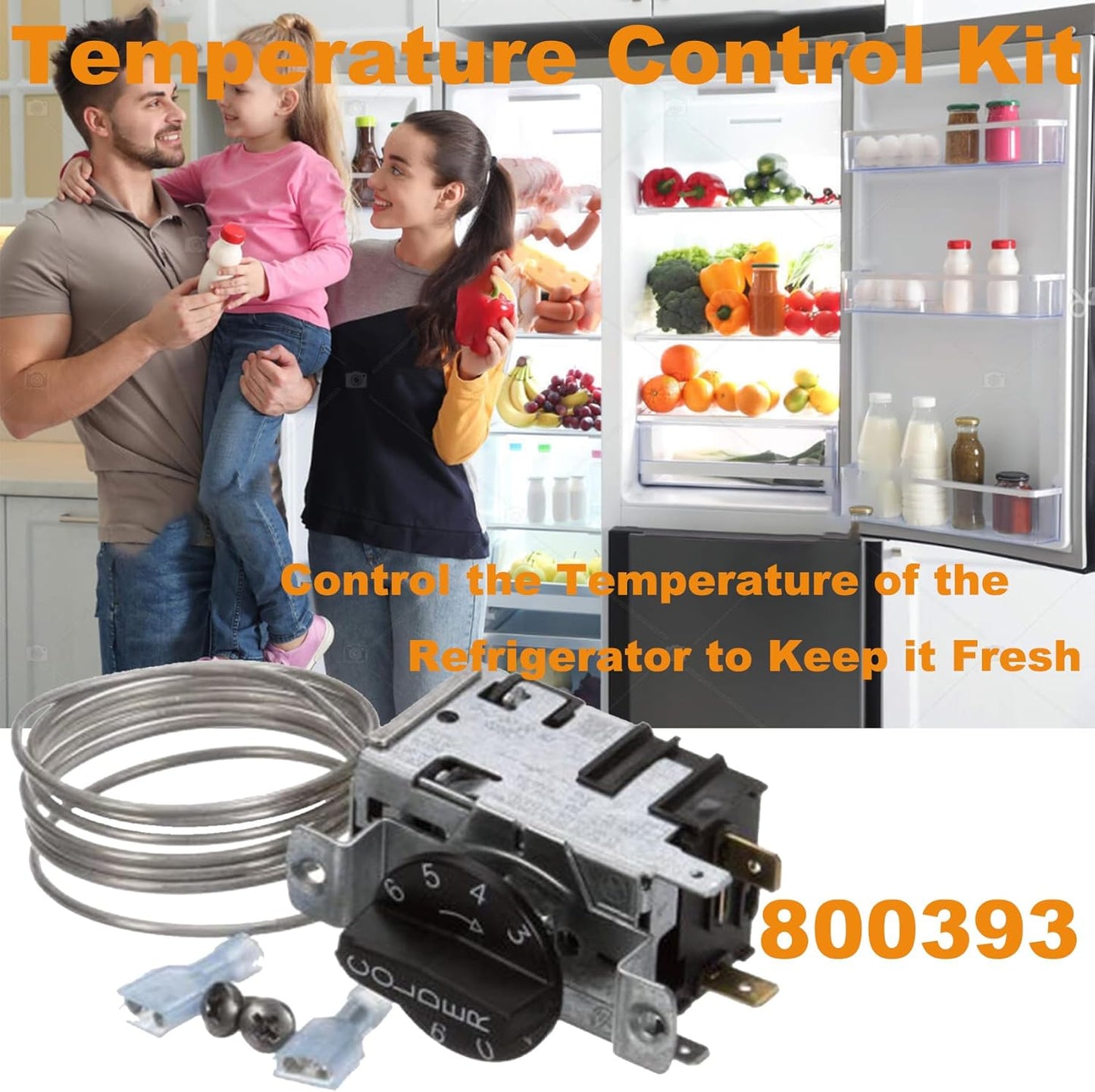 Refrigerator Temperature Control Kit 800393 Compatible with True Refrigerators, Replace 800306, 831932