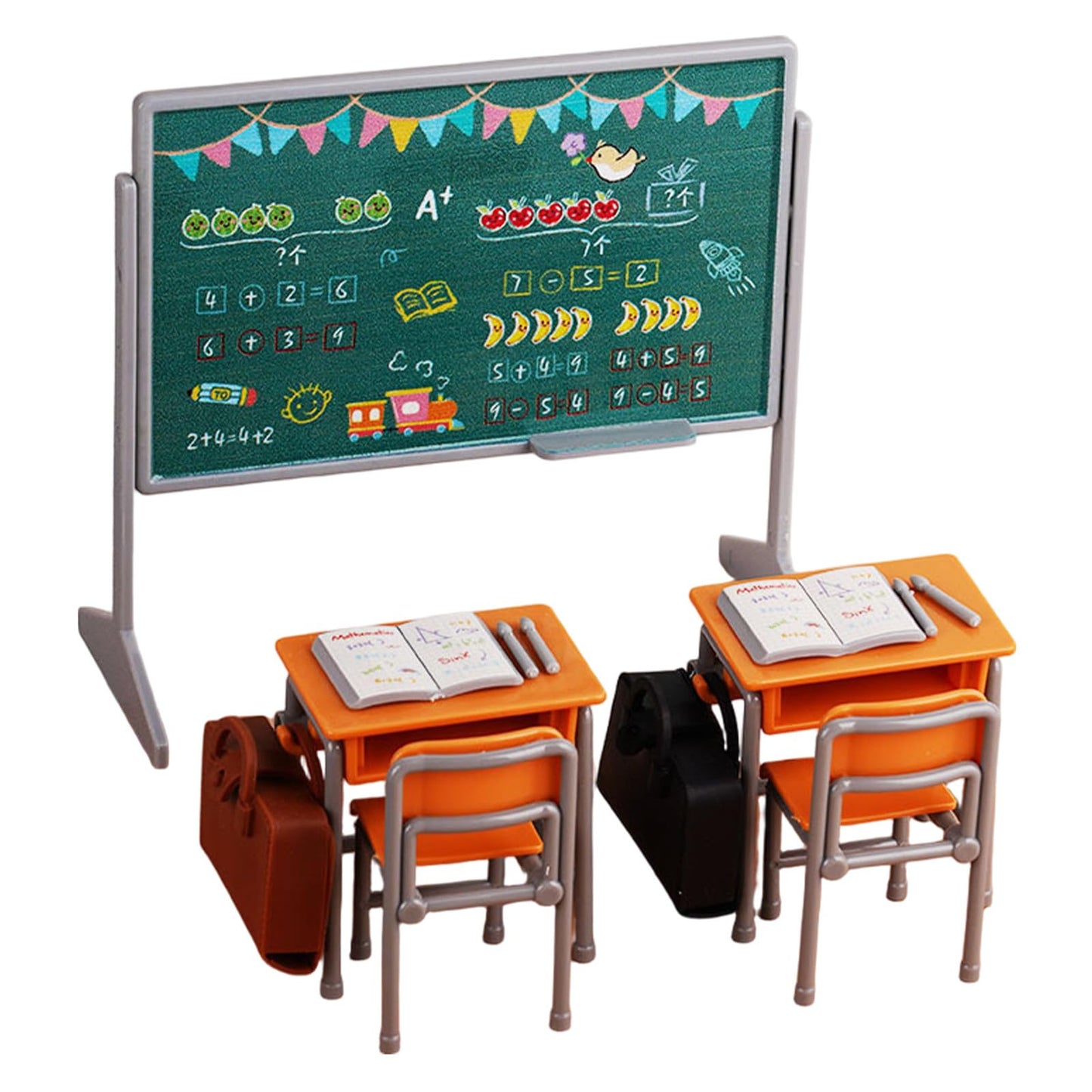 TOYANDONA 13pcs Miniature School Supplies - Doll School Supplies Mini Dollhouse Accessories Include Desk Chair Set Doll Schoolbag Blackboard Book for Miniature Classroom Furniture