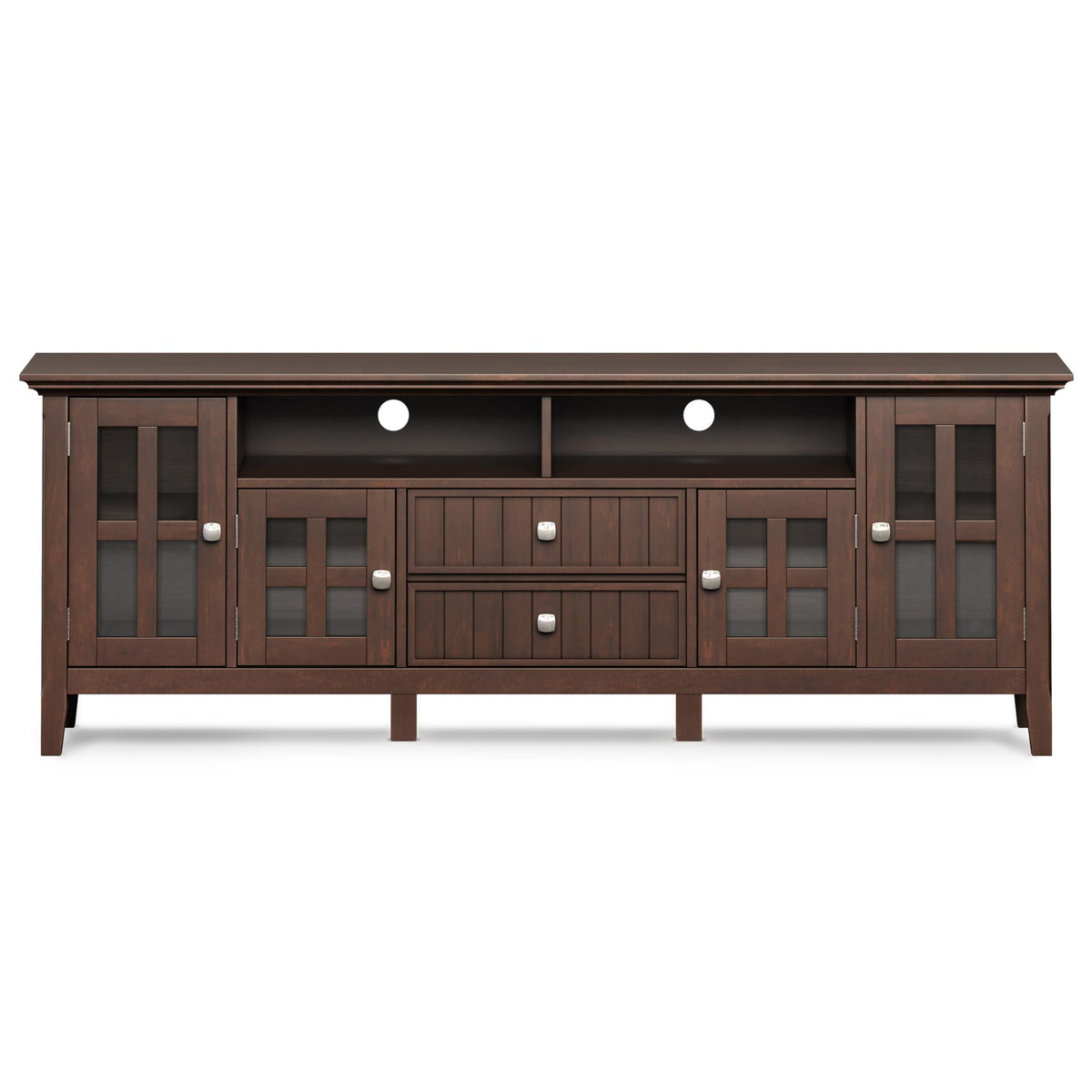 SIMPLIHOME Acadian TV Stand - 60 inch Wide Solid Wood Media Console in Black, Transitional Entertainment Center for Living Room for TVs up to 65 Inches with Glass Cabinets, Drawers and Shelves