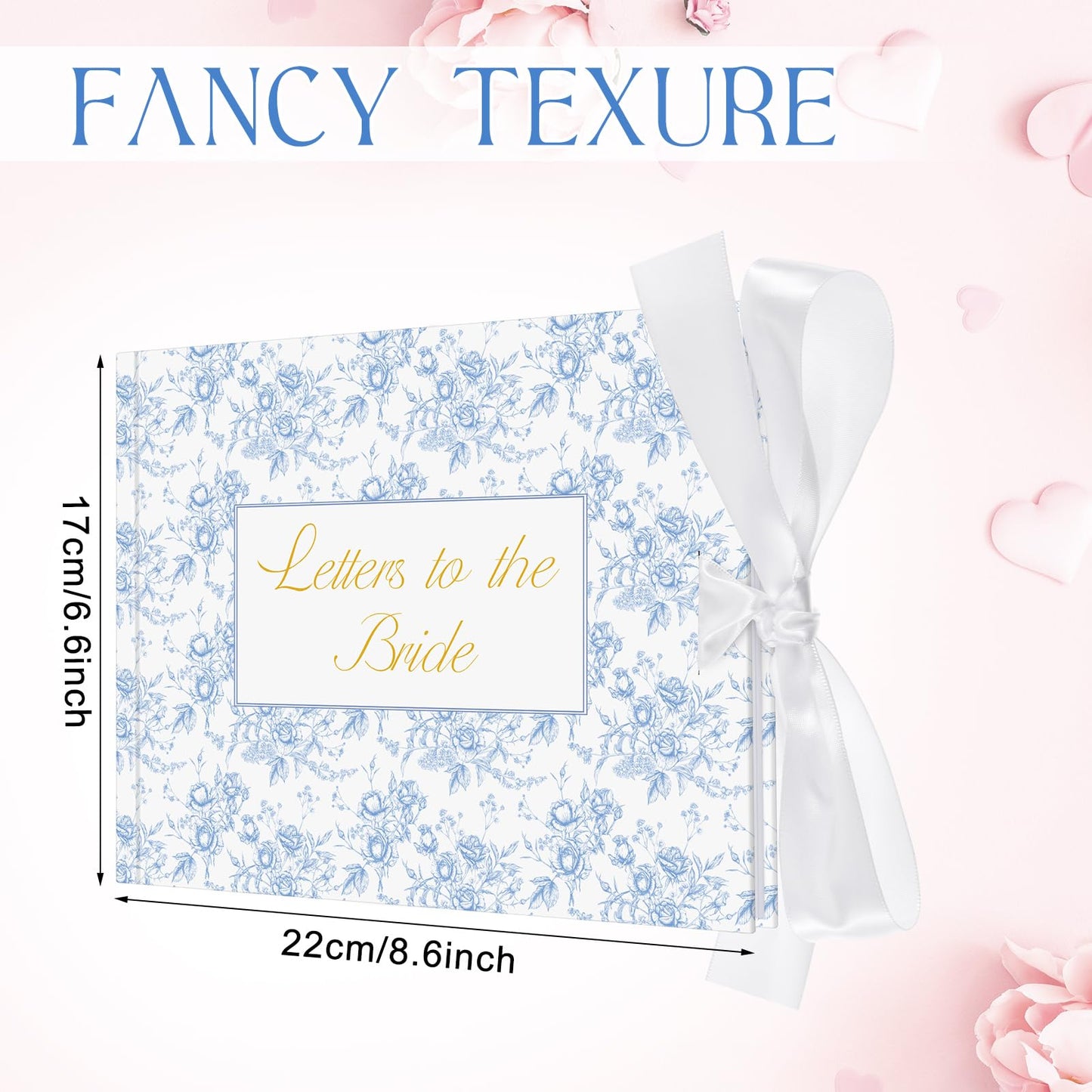 Humyoun 8.5 x 7 Inch Wedding Guest Book Letters to the Bride Scrapbook Wedding Memory Book Bridal DIY Blank Paper Scrapbook Photo Album Guest Sign (Blue,Classic)