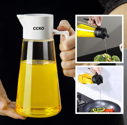 19oz CCKO Olive Oil Dispenser Bottle Glass Oil Bottle for Kitchen Cooking,Auto Flip Drip Free Cooking Oil