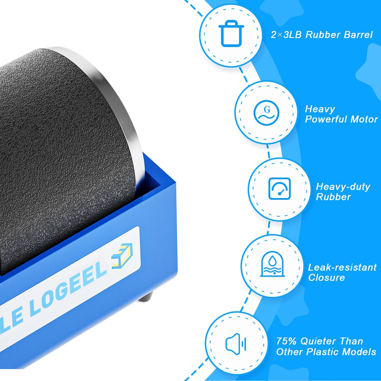 Leegol Electric 6LB Rock Tumbler Kit – Double Drum Rock Polisher for Kids & Adults