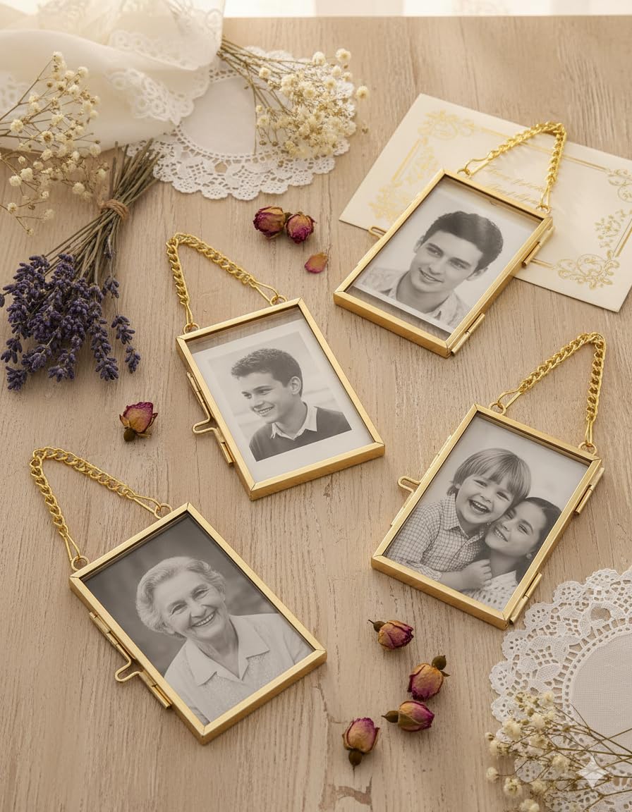 Gold Metal Pressed Flower Frame,Double Glass Display for DIY Floral Art, Ideal for Home Decor and Botanical Projects, Gift for Creating Custom Floral DIY Displays on Wall Tables Living Room Office
