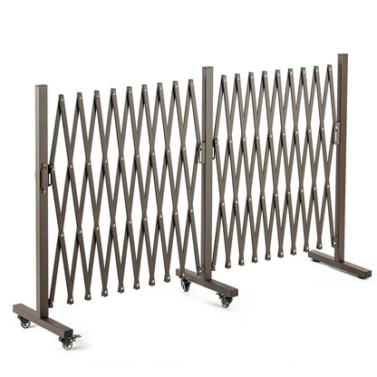 TECSPACE Aluminum Expandable Garden Fence, Portable Barricade Gate with Casters, Expansion Size 201×15.2×40.6 inches, Adjustable Flexible Fence Mobile Barricade Safety Barrier
