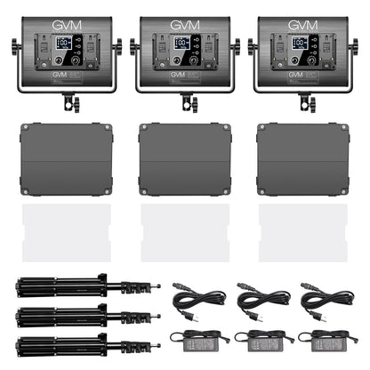 GVM RGB LED Video Light Kit, Dimmable Photography Lighting with APP Control, 680RS 50W 3 Packs Led Panel Light for YouTube Studio, Video Shooting, Gaming, Streaming, Zoom, Broadcasting, Conference