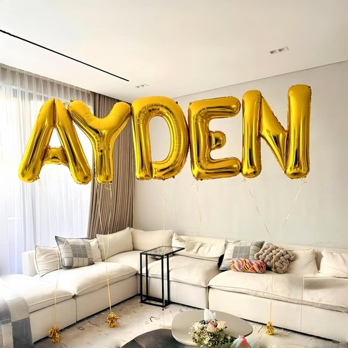 Gold Letter Balloons by [Brand Name] - 40 Inch Custom Mylar Alphabet Balloons for Birthday Party Decor
