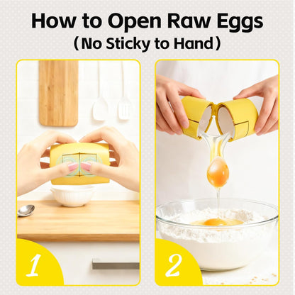 2 1 2 Pack Upgraded in Egg Shell Opener, Hard Boiled Egg Peeler Cracker with Piercer, Cute Egg Separator for Raw Eggs