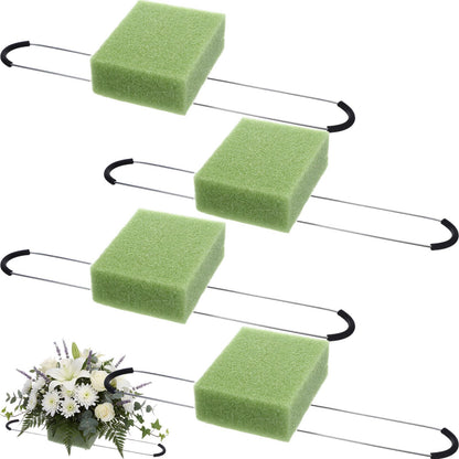 Yousoontic 4 Pack Tombstone Floral Foam Kit Headstone Flower Saddle 17.3 x 5.9 x 2.3 Inches Waterproof Floral Tombstone Hugger for Cemetery Decoration, Grave Flower Holder, Green