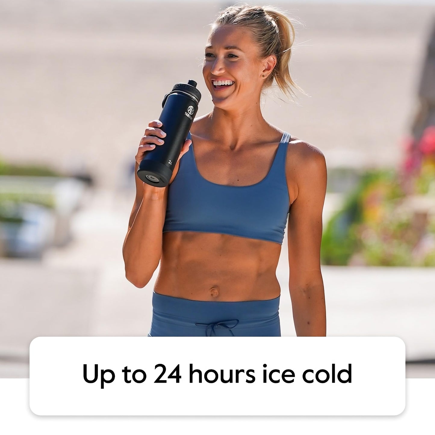 Takeya Actives Stainless Steel Water Bottle, Insulated Spout Lid, Keeps Drinks Cold 24 Hrs, Leakproof, Durable, Dishwasher Safe, Ideal for Gym, Travel, Fits Most Cup Holders, 22 oz/Blush