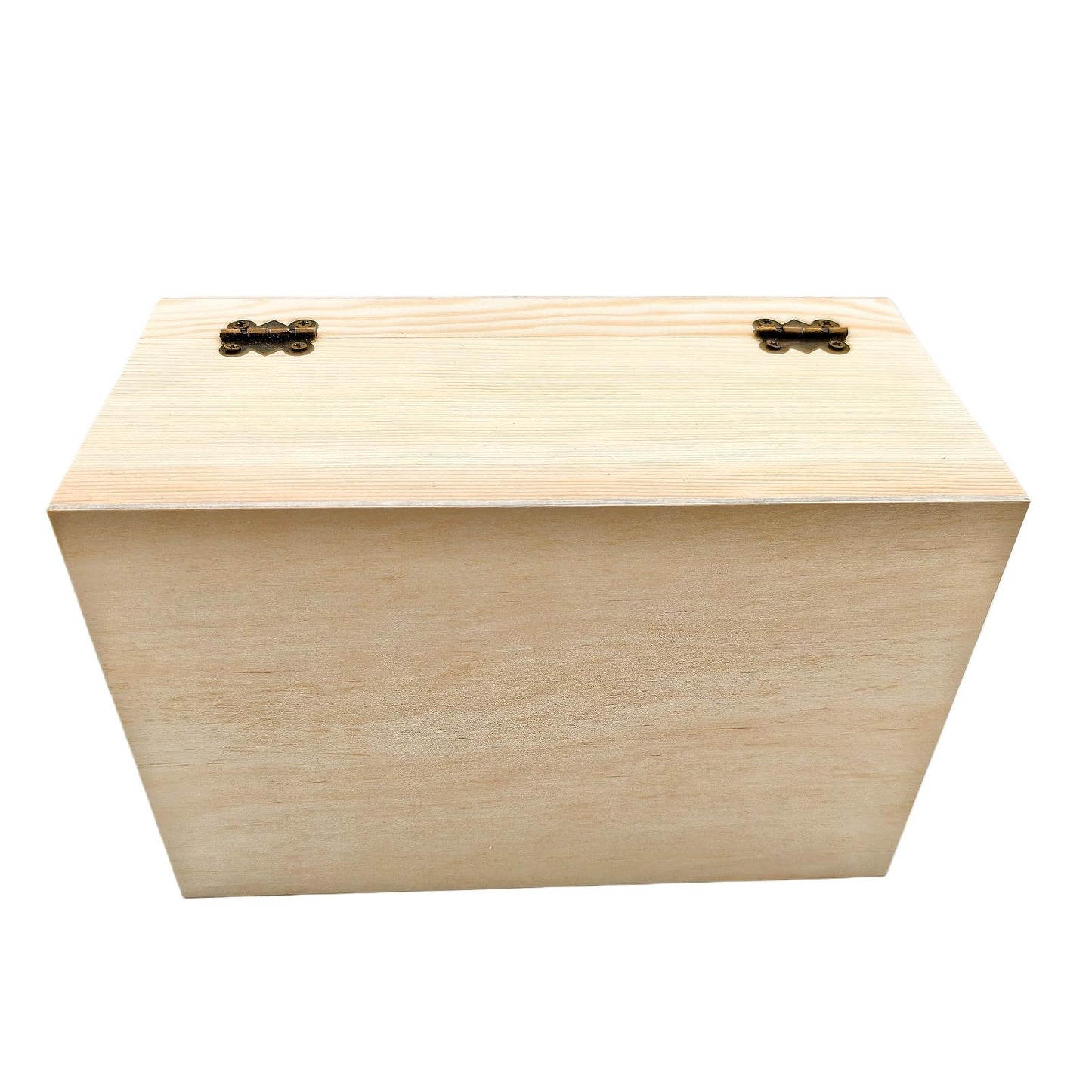 Anwoodola Unfinished Natural Pine Wood Storage Box with Hinged Lid, Wooden Craft Container for Jewelry, Gifts, Art Supplies, Hobby Organization (7.87 x 5.11 x 3.93in)