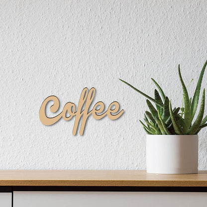 CREATCABIN Laser Cut Wood Sign Wall Art, Coffee Letter Decorative Wall Sculpture Hanging Decor for Housewarming, 25 x