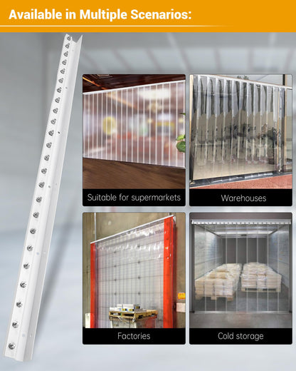 16 Foot Strip Curtain Door Hardware, Commercial Industrial Use Plastic Strip Door Hanger（Not Equipped With Plastic Rubber Curtain）, Galvanized Steel, Fit for Porch/Garage/Warehouse/Pet House Curtain