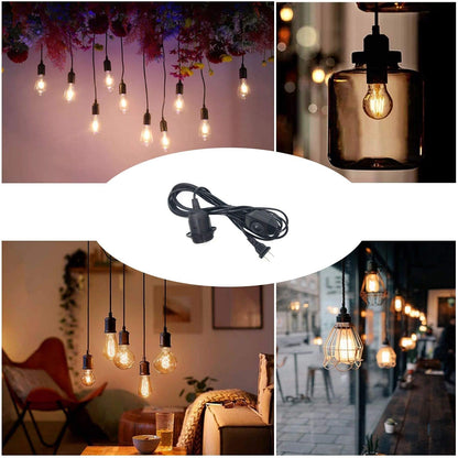 Pendant Light Kit with Dimmer Switch 15 Feet Hanging Lamp Cord Set Plug in Edison Light Bulb Socket Rope for E26 E27 DIY Swag Light Fixtures