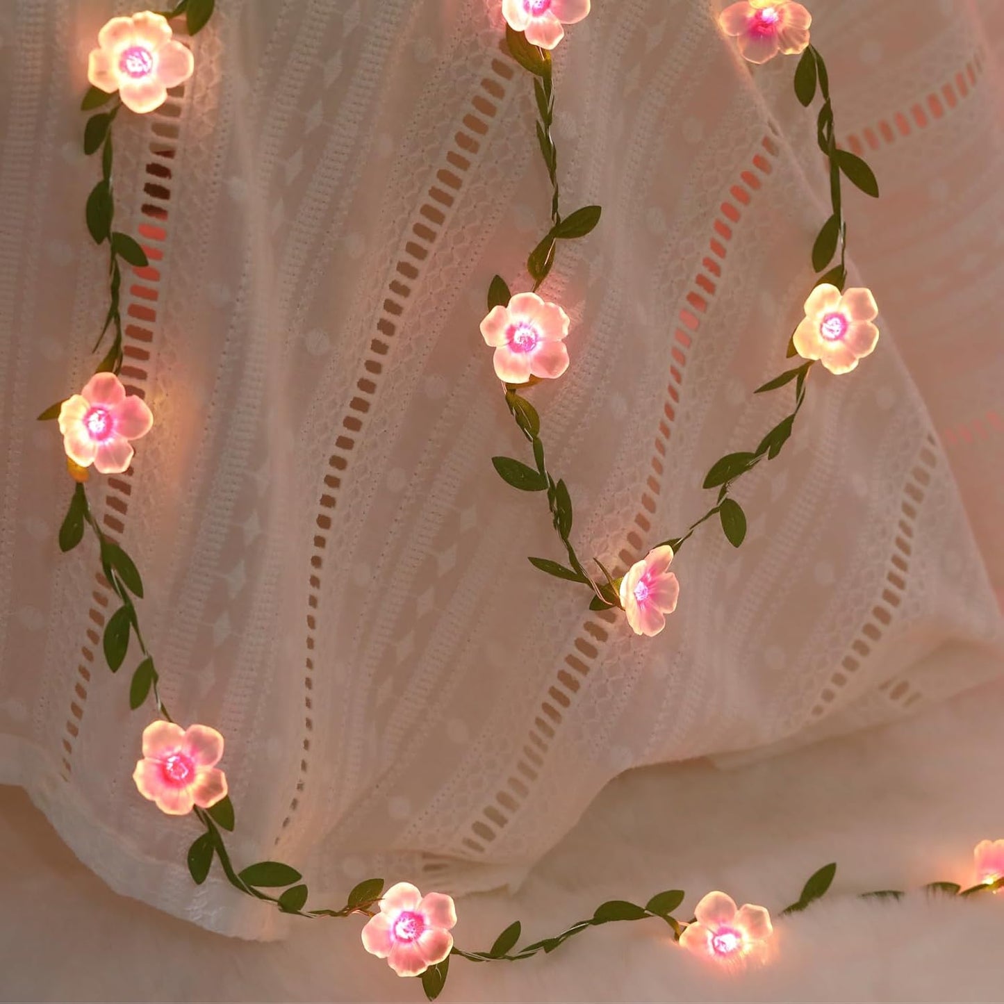 13ft 40 8 1 Pack Cherry Blossom Vine Lights LED Flower String Lights USB Plugin & Battery Operated Fairy Lights