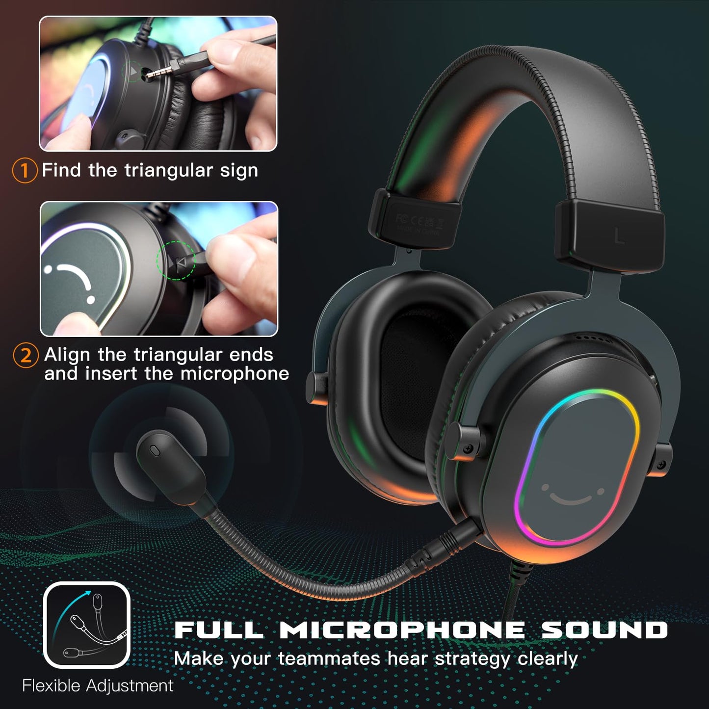 FIFINE Gaming Headset for PC-Wired Headphones with Microphone-7.1 Surround Sound Computer USB Headset for Laptop, Streaming Headphones on PS4/PS5, with EQ Mode, RGB, Soft Ear Pads - AmpliGame H6