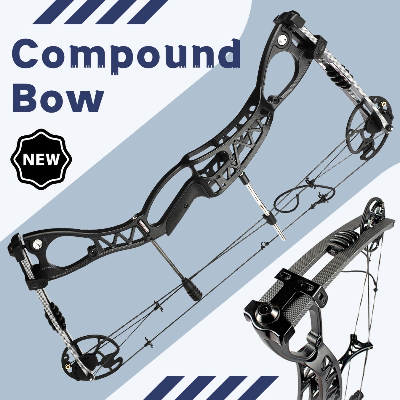 Surwolf Bow Composite Bow Set, 18" - 30" Drawing, 0.0-70 lbs, with All Accessories for Archery Hunting Target Shooting Practice RTH (Black)