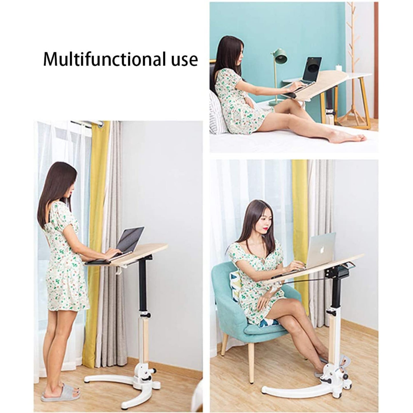 ZEELYDE Lectern Podium Stand,Lecture Stage, Conference Table, Standing Desk, Stand Mobile Standing Lift Multifunctional Folding Desk, Free Speech Bedside Table,B