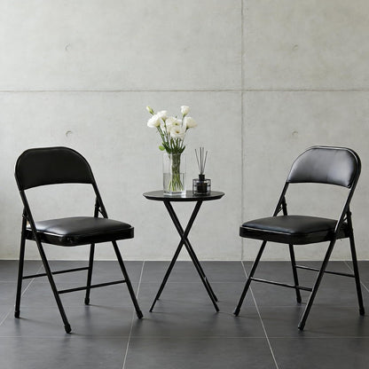 2 Pack Commercial-Grade Simple Deluxe Portable Padded Folding Chairs, Leather Upholstered Seat Pad & Durable Metal
