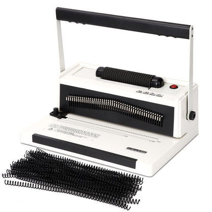 Vagbstu Spiral Coil Binding Machine with Electric Coil Inserter and Adjustable Side Margin, 20-Sheet Manual Punch,46 Fully Disengageable Dies,4:1 Pitch,Binds up to 500 Sheets - Includes 100 Coils