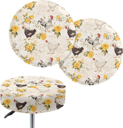 Set Boho Chicken Stool Seat Covers Round Stool Cushion Yellow Flower Slipcover Stool Cover Bar Chair Covers for Home