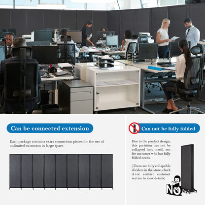 Strongbird Office Divider,Room Partition, Privacy Partition Separator,Portable Commercial Screen Dividers,Classroom School Dividers,10'6"W x 6'7"H,5 Panel,Grey