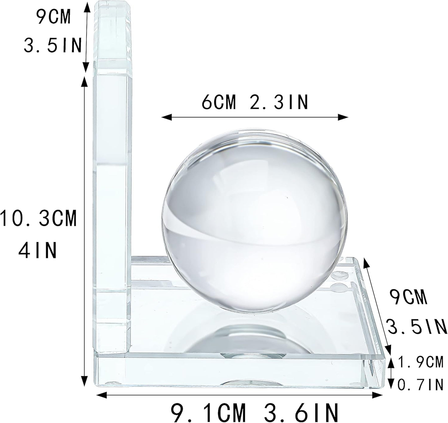 Skiennix Crystal Bookends - L-Shape Non-Skid Heavy-Duty Book Holders | Clear 4-Inch Decorative Ornaments