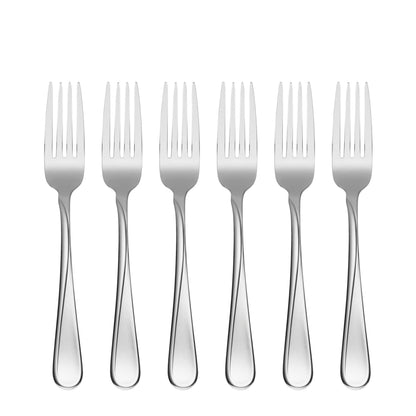 Oneida Silverware Set, Flight Everyday Flatware 6-Piece Dinner Fork Set, Service For 6, 18/0 Stainless Steel Dinner Forks, Rust Resistant, Dishwasher Safe, Home & Kitchen Utensils (Silver 6 Piece)
