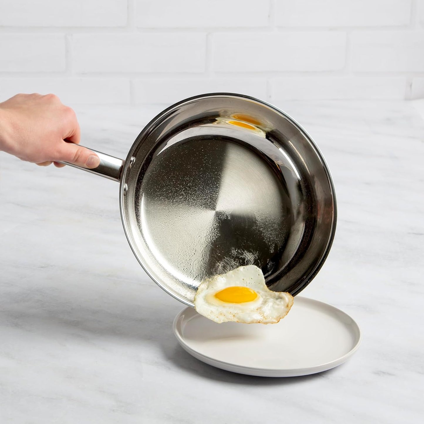 Ecolution Classic 8-Inch Stainless Steel Fry Pan, Professional Quality Sauté, Comfort Grip Riveted Handles
