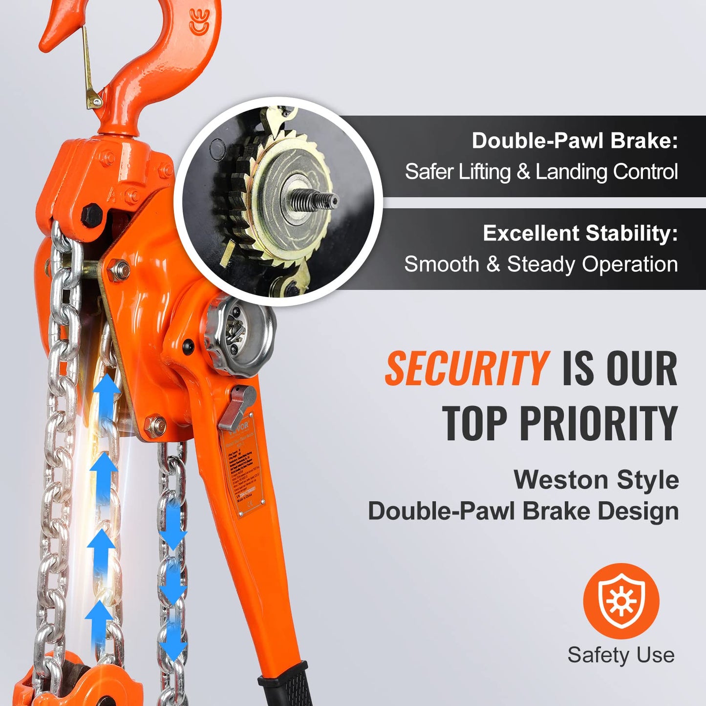 VEVOR Manual Lever Chain Hoist, 6 Ton 13200 lbs Capacity 10 FT Come Along, G80 Galvanized Carbon Steel with Weston Double-Pawl Brake, Auto Chain Leading & 360° Rotation Hook, for Garage Factory Dock