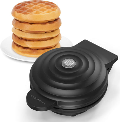 CROWNFUL Mini Waffle Maker, 4" Chaffle Maker with Non-Stick Surface, Easy to Clean, Recipe Guide Included