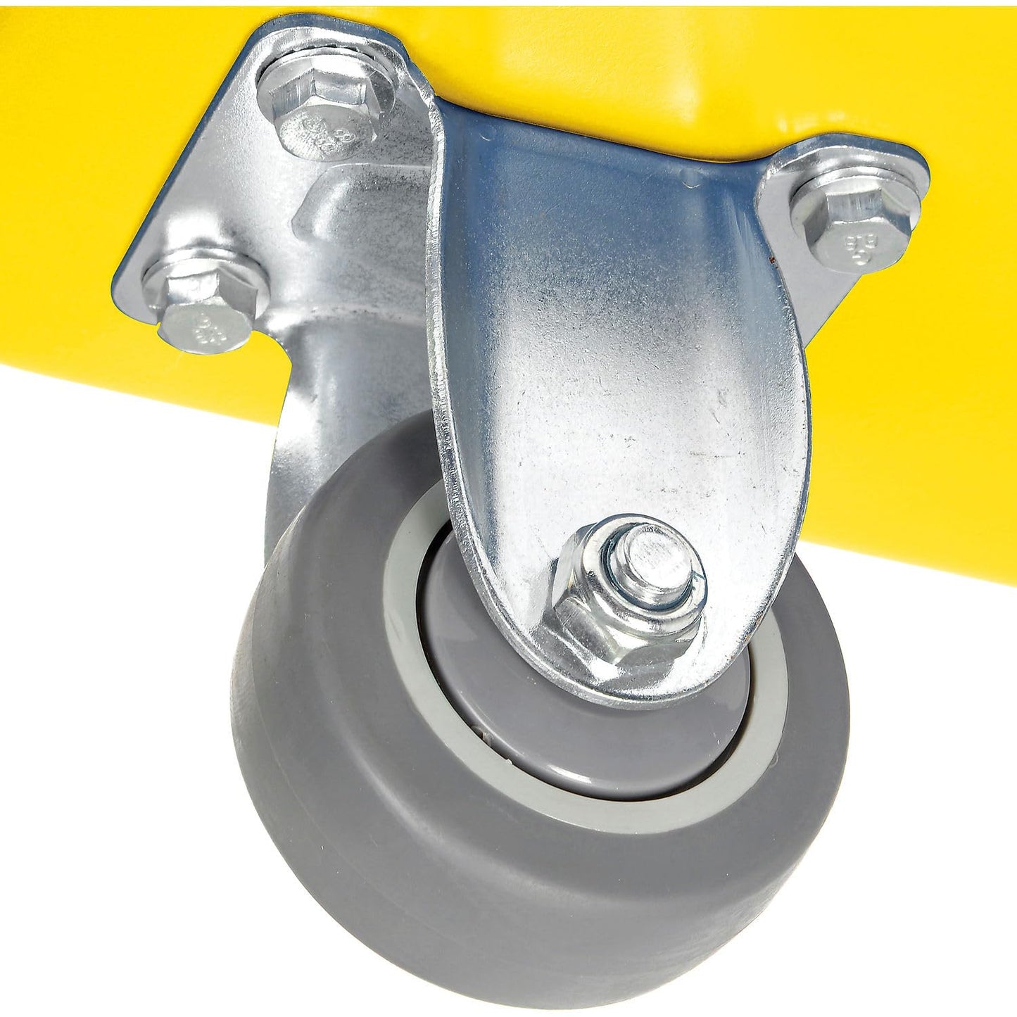 Global Industrial 6 Bushel Plastic Bulk Box Truck, Direct Mount Base, 500 lbs. Capacity, 3" Non-Maring Rubber Casters, Yellow, 33-2/5"L x 23" W x 24-1/2"H