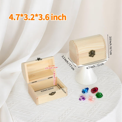 BAOPEND 2 Pieces Unfinished Wooden Treasure Box with Hinged Lid, Small Wood Storage Box for DIY Crafts, Jewelry, Keepsakes, Home Decor (2*Large)
