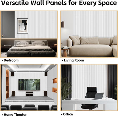 RITOLLO 12 Pack Acoustic Wall Panels, 47.2X23.6X0.4 inch Decorative Self-Adhesive Soundproof Panels, Sound Dampening Panels for Home Studio Office, White(White,12)