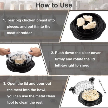 Chicken Shredder Tool - Large BPA-Free Meat Shredder with Anti-Slip Base & Cleaning Brush