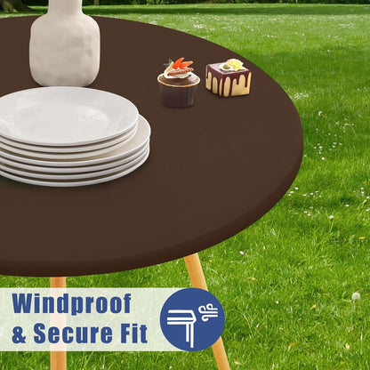 25"-30" Moosfor Round Spandex Tablecloth, Elastic Fitted Waterproof Tablecloths for Tables, Stretch Washable Picnic