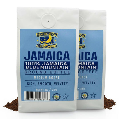 (2 Pack) Dancing Moon Coffee Co, 100% Pure Jamaica Blue Mountain® Ground Coffee - 8 oz Medium Roast
