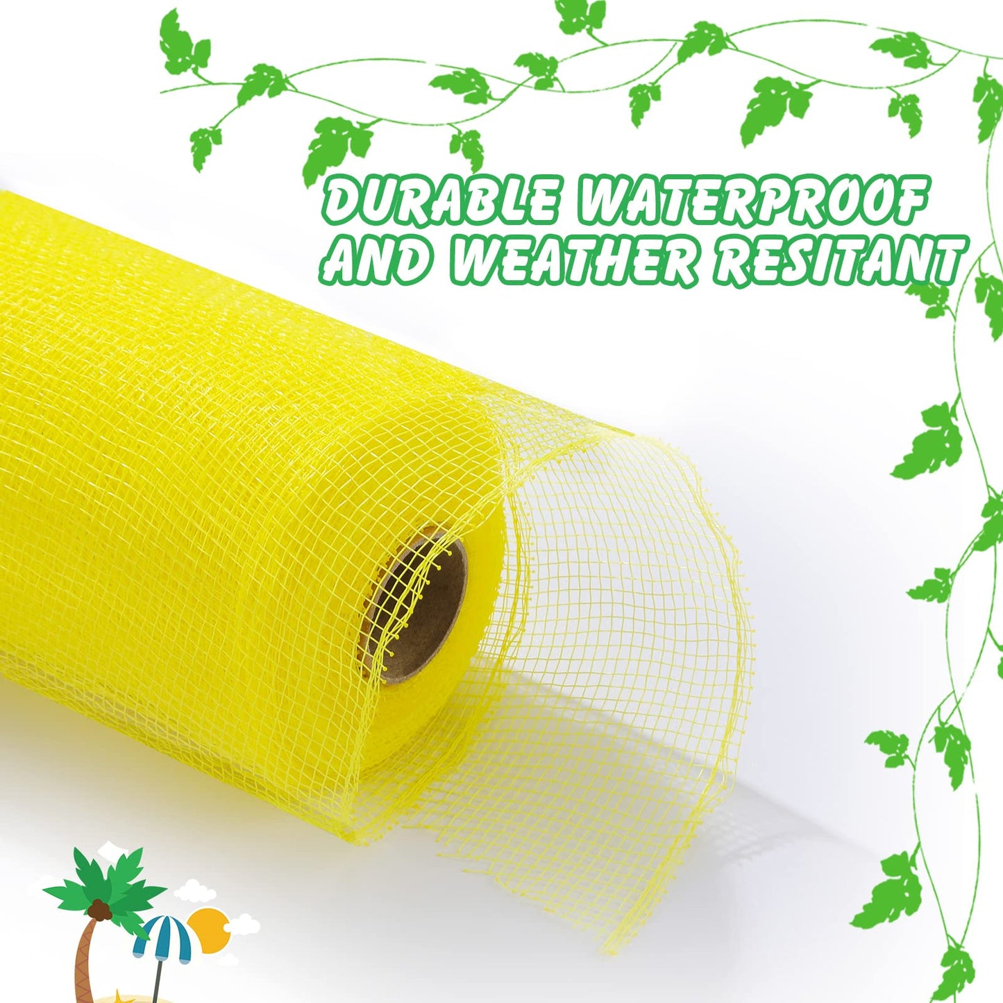 Waydress 4 Rolls Easter Decor Mesh Ribbon Making Supplies Poly Mesh Ribbon for Halloween Craft Wreaths Decorating 30 Feet Each Roll(6 Inch Wide,Yellow, White)