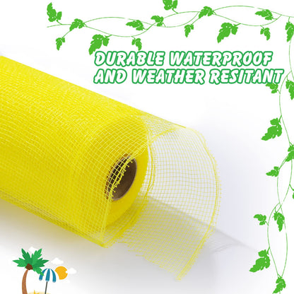 Waydress 4 Rolls Easter Decor Mesh Ribbon Making Supplies Poly Mesh Ribbon for Halloween Craft Wreaths Decorating 30 Feet Each Roll(6 Inch Wide,Yellow, White)
