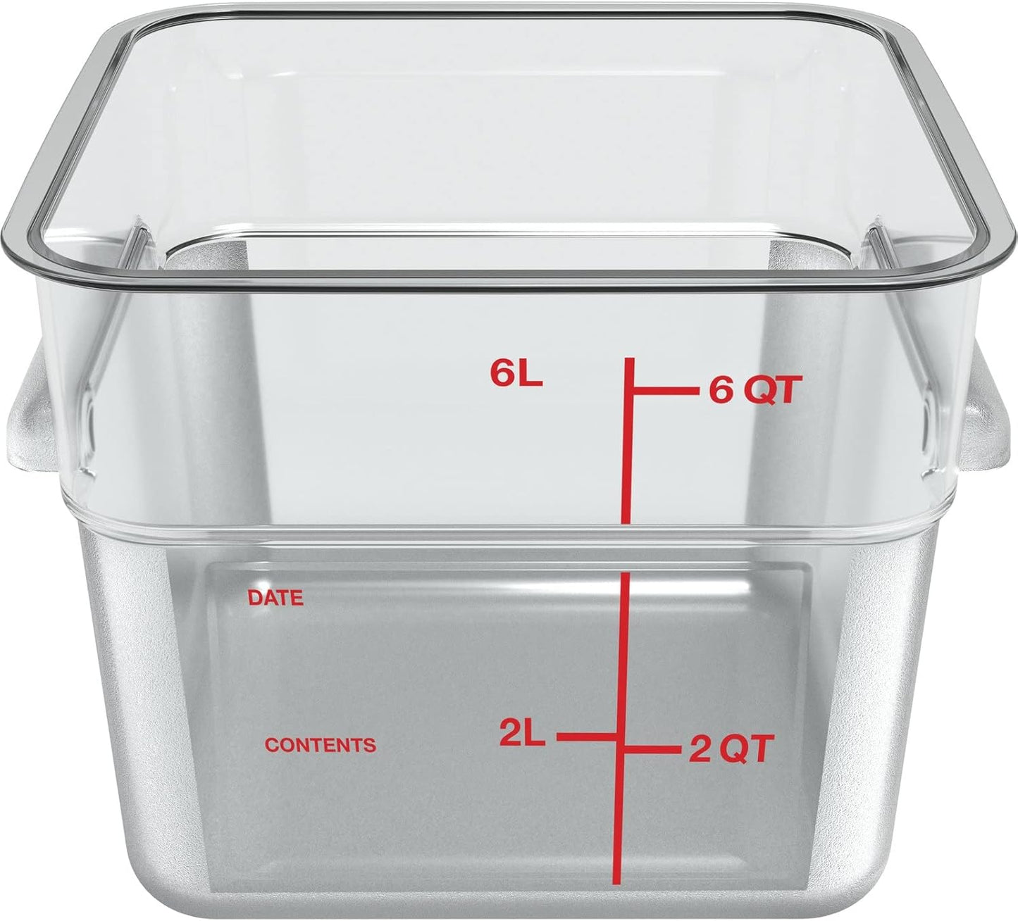 Carlisle FoodService Products Square Food Storage Container, Stackable Design for Catering, 6 Quarts, Clear, Pack of 6