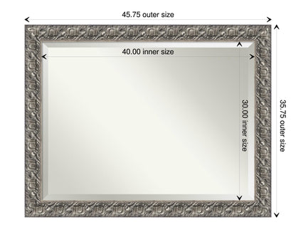 Amanti Art Silver Bathroom Mirror for Over Sink, 36x46 Silver Luxor Rectangle Vanity Mirror, X-Large Traditional Wood Frame, Hangs Horizonally and Vertically, Bathroom Wall Decor, Beveled Edge